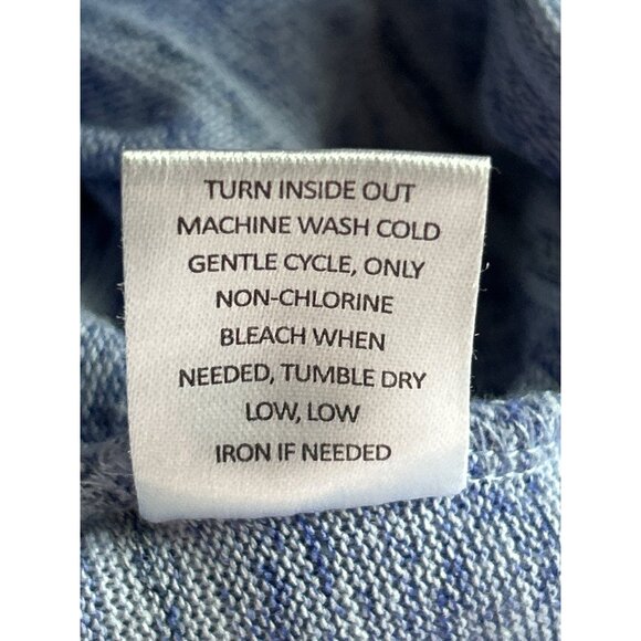 Crochet Womens S Blue Striped Long Sleeve Knit Sweater With Side Tie Accent - Picture 8 of 8